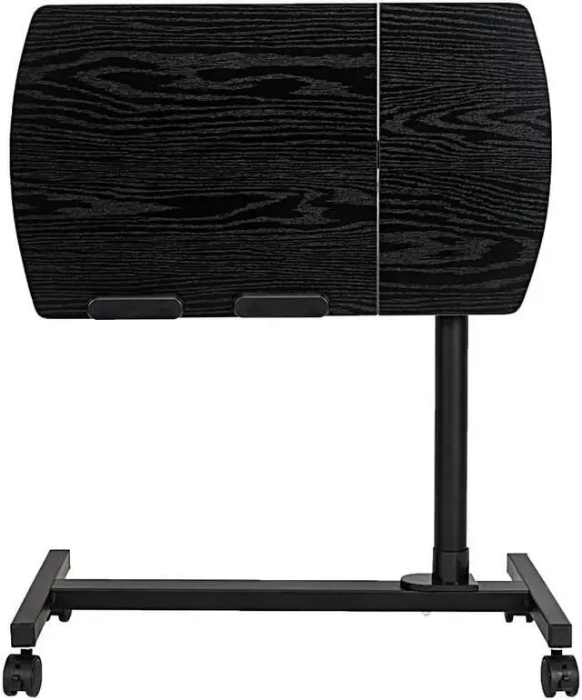 Alt view image 3 of 7 - QXDRAGON Overbed Bedside Desk Mobile Rolling Laptop Stand Tilting Table with Wheels Height Adjustable Tray Table for Laptop Bed Sofa Side Table(Black, 4-Wheel)