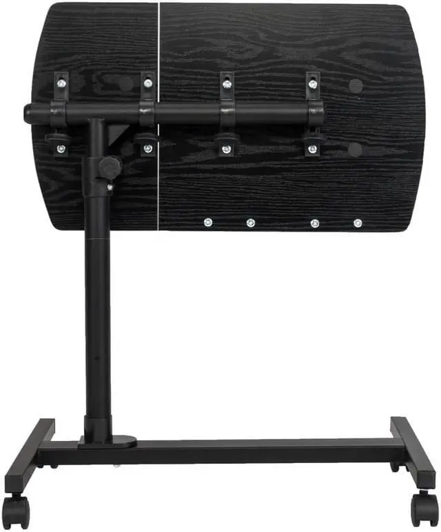 Alt view image 5 of 7 - QXDRAGON Overbed Bedside Desk Mobile Rolling Laptop Stand Tilting Table with Wheels Height Adjustable Tray Table for Laptop Bed Sofa Side Table(Black, 4-Wheel)