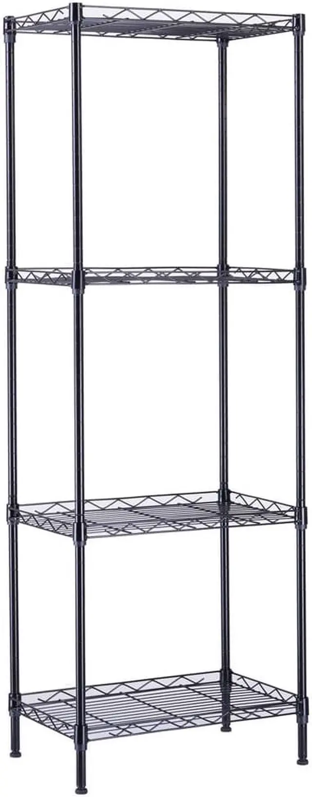 Alt view image 2 of 7 - QXDRAGON 4-Tier Wire Shelving Metal Storage Rack Adjustable Shelves for Laundry Bathroom Kitchen Pantry Closet (Black, 17.7L x 11.8W x 49.6H)