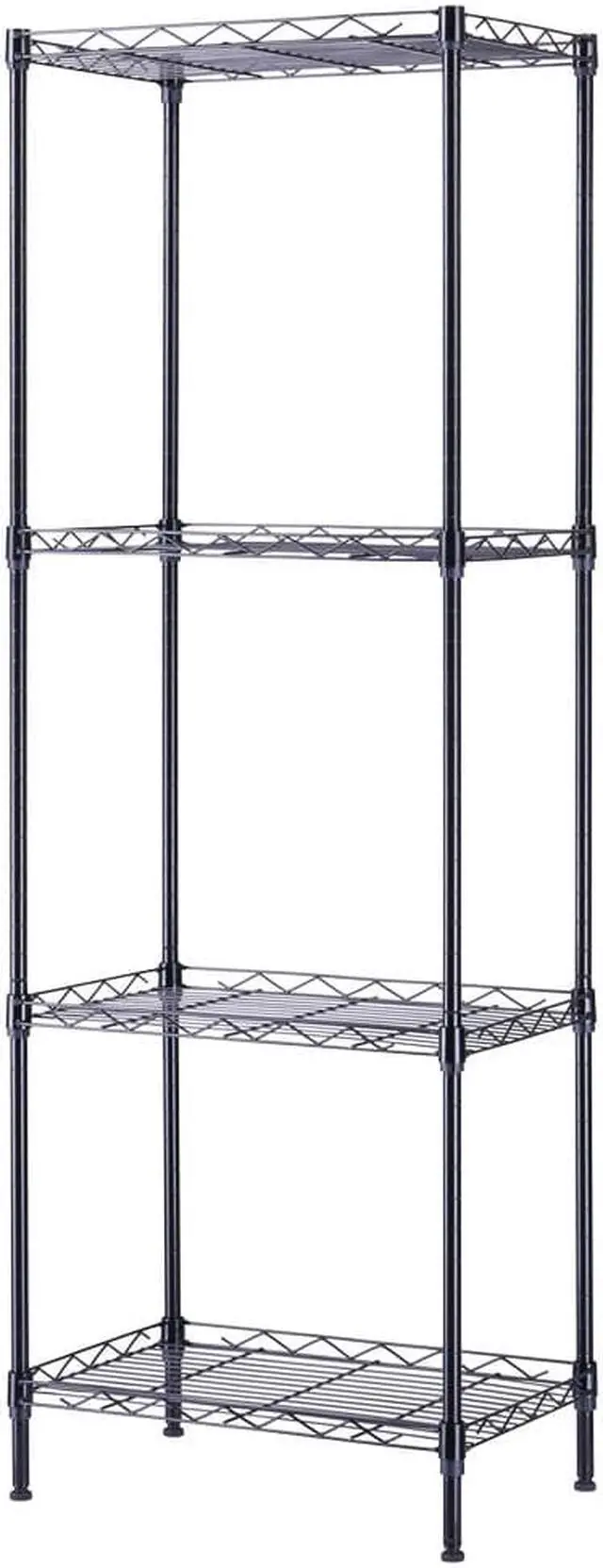 Alt view image 3 of 7 - QXDRAGON 4-Tier Wire Shelving Metal Storage Rack Adjustable Shelves for Laundry Bathroom Kitchen Pantry Closet (Black, 17.7L x 11.8W x 49.6H)