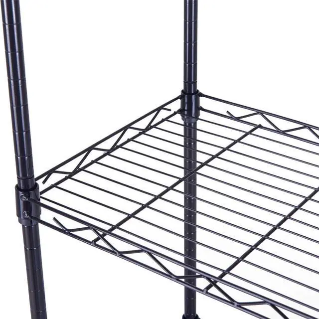 Alt view image 5 of 7 - QXDRAGON 4-Tier Wire Shelving Metal Storage Rack Adjustable Shelves for Laundry Bathroom Kitchen Pantry Closet (Black, 17.7L x 11.8W x 49.6H)