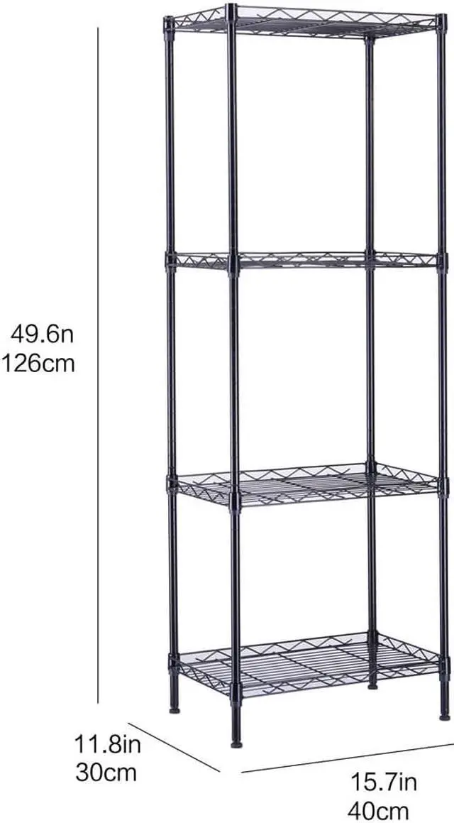 Alt view image 7 of 7 - QXDRAGON 4-Tier Wire Shelving Metal Storage Rack Adjustable Shelves for Laundry Bathroom Kitchen Pantry Closet (Black, 17.7L x 11.8W x 49.6H)