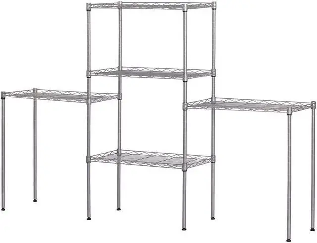 Main image of QXDRAGON 5 Tier Adjustable Wire Shelving Metal Storage Rack for Planter Laundry Bathroom Kitchen 551Lbs Capacity 21.3" D x 11.4" W x 59.1" H, Silver