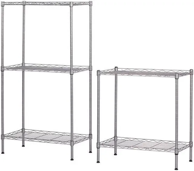 Alt view image 3 of 7 - QXDRAGON 5 Tier Adjustable Wire Shelving Metal Storage Rack for Planter Laundry Bathroom Kitchen 551Lbs Capacity 21.3" D x 11.4" W x 59.1" H, Silver