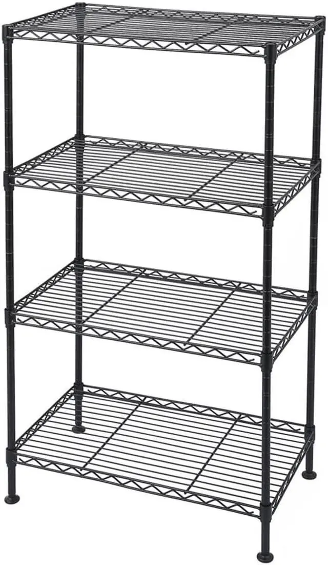 Main image of QXDRAGON 4-Tier Adjustable Storage Shelf Metal Storage Rack Wire Shelving Unit 335Lbs Capacity 19.7" L x 11.8" W x 31.5" H for Laundry Bathroom Kitchen Black