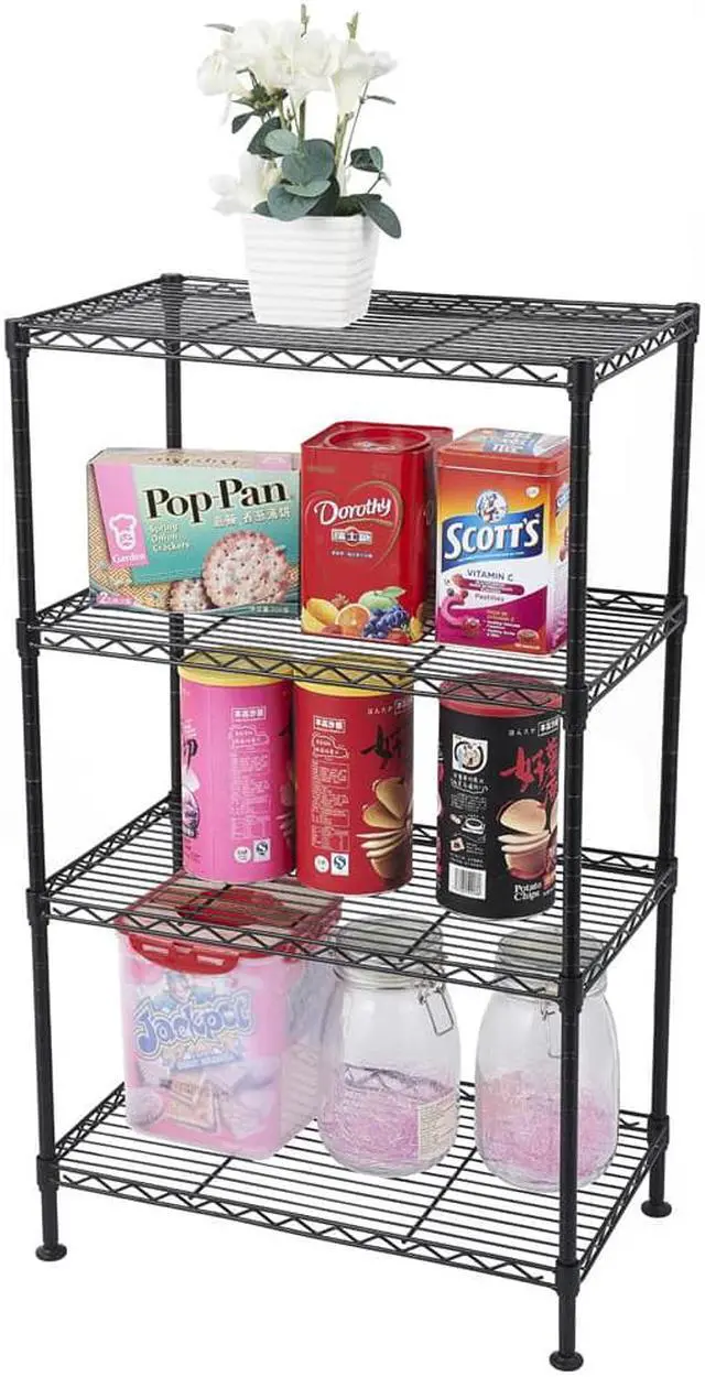 Alt view image 2 of 5 - QXDRAGON 4-Tier Adjustable Storage Shelf Metal Storage Rack Wire Shelving Unit 335Lbs Capacity 19.7" L x 11.8" W x 31.5" H for Laundry Bathroom Kitchen Black