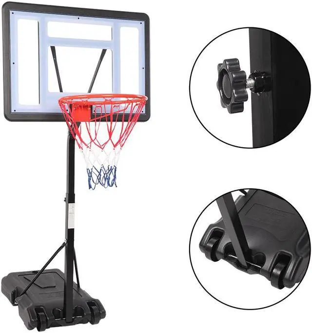 Alt view image 3 of 7 - QXDRAGON Poolside Basketball Hoop Stand Portable Basketball System Goal, Adjustable Height 3.8'-4.4', Black