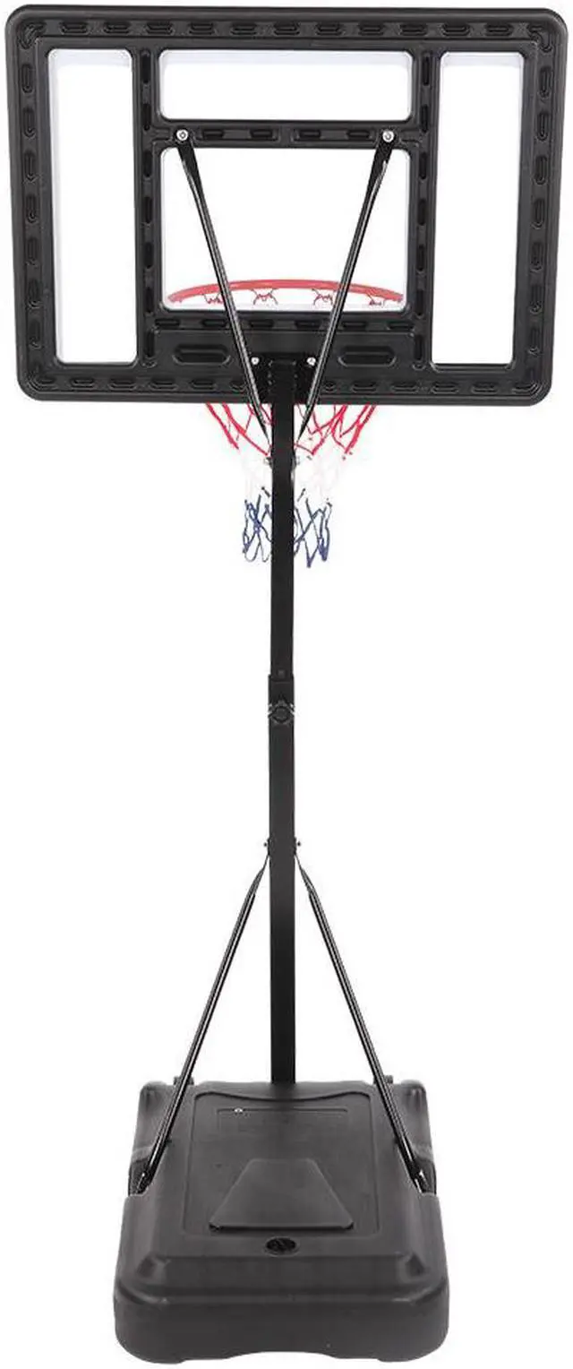 Alt view image 5 of 7 - QXDRAGON Poolside Basketball Hoop Stand Portable Basketball System Goal, Adjustable Height 3.8'-4.4', Black