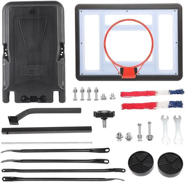 Alt view image 6 of 7 - QXDRAGON Poolside Basketball Hoop Stand Portable Basketball System Goal, Adjustable Height 3.8'-4.4', Black