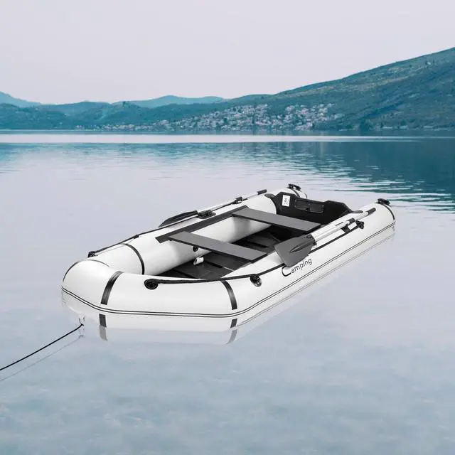 Main image of QXDRAGON 10ft 726lbs Weight Capacity, Thickened Inflatable Fishing Assault Boats Dinghy with Oars and Air Pump, White