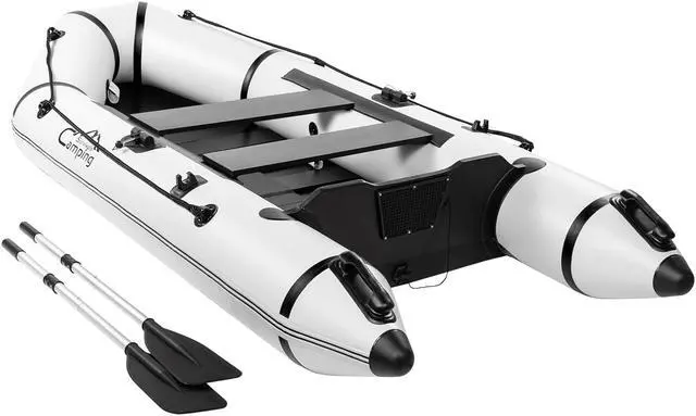 Alt view image 4 of 7 - QXDRAGON 10ft 726lbs Weight Capacity, Thickened Inflatable Fishing Assault Boats Dinghy with Oars and Air Pump, White
