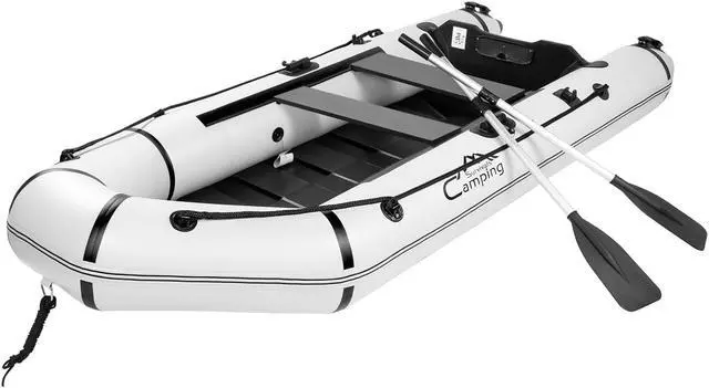 Alt view image 5 of 7 - QXDRAGON 10ft 726lbs Weight Capacity, Thickened Inflatable Fishing Assault Boats Dinghy with Oars and Air Pump, White