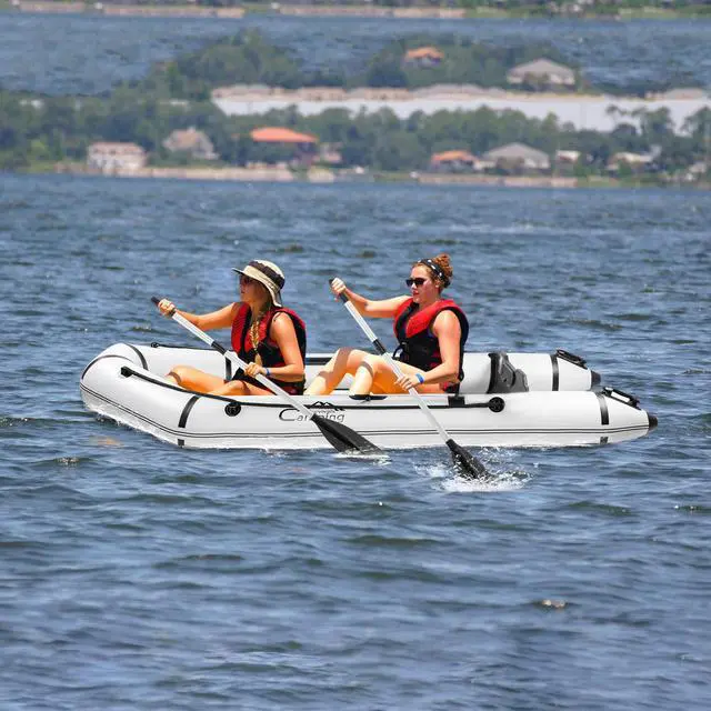 Alt view image 3 of 7 - QXDRAGON 10ft 726lbs Weight Capacity, Thickened Inflatable Fishing Assault Boats Dinghy with Oars and Air Pump, White