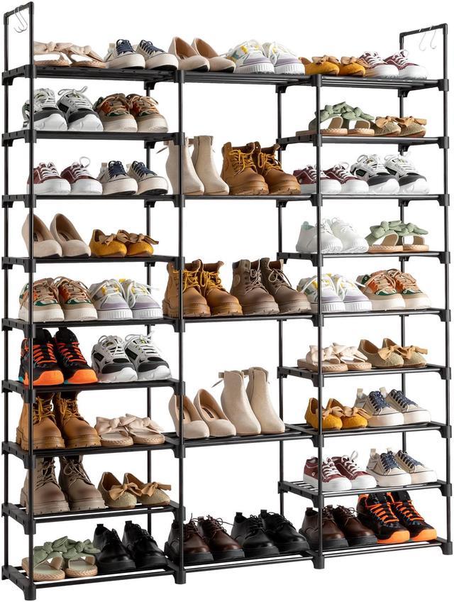 QXDRAGON 9 Tiers Metal Shoe Rack Organizer, 50-55 Pairs Large Tall Shoe  Storage, Shoe Holder, Shoe Stand, Vertical Free Standing Shoe Shelf, Heavy  Duty Boot Rack for Entryway, Closet, Garage, Bedroom 