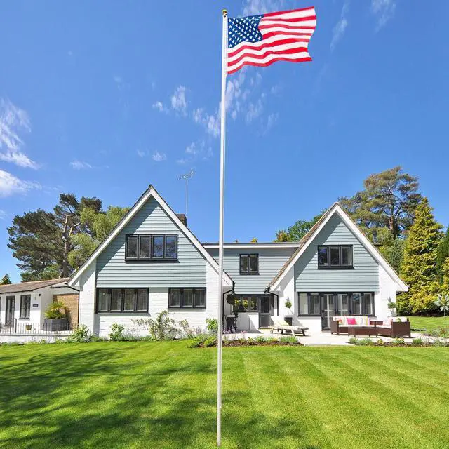 Alt view image 2 of 7 - QXDRAGON 20ft Sectional Flag Pole Kit, Heavy Duty Aluminum Outdoor In-Ground Flagpole, Gold Ball Top, with 2Pcs 3x5 USA Flag for Residential Commercial Outdoor Garden