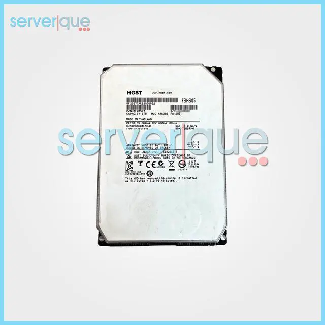 Main image of HUS726060ALS641 HGST Ultrastar He6 6TB 7.2K 6Gbps 3.5" SAS Internal Hard Drive