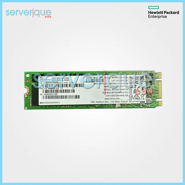 Alt view image 2 of 3 - HPE 480GB Mixed Use Gen 10 6Gbps SATA M.2 2280 TLC Solid State Drive P20608-002