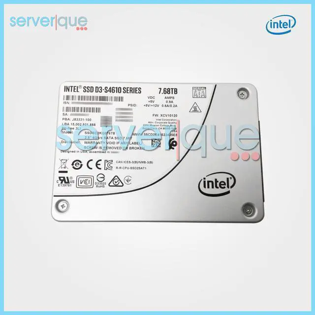 Alt view image 2 of 3 - Intel D3-S4610 Series 7.68TB SATA 6Gbps TLC 2.5" SSDSC2KG076T8 Solid State Drive