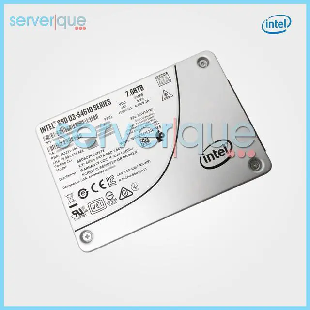 Alt view image 3 of 3 - Intel D3-S4610 Series 7.68TB SATA 6Gbps TLC 2.5" SSDSC2KG076T8 Solid State Drive