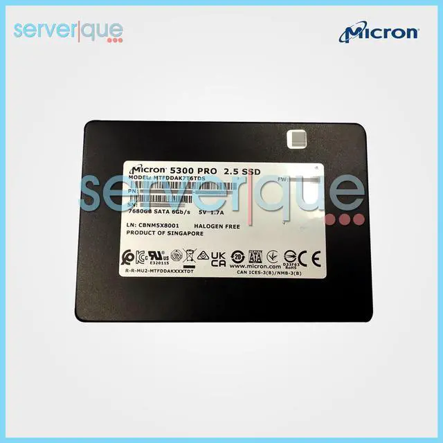Alt view image 2 of 4 - Micron 5300 PRO 7.68TB SATA 6Gb/s 2.5" TLC 7680GB SSD MTFDDAK7T6TDS