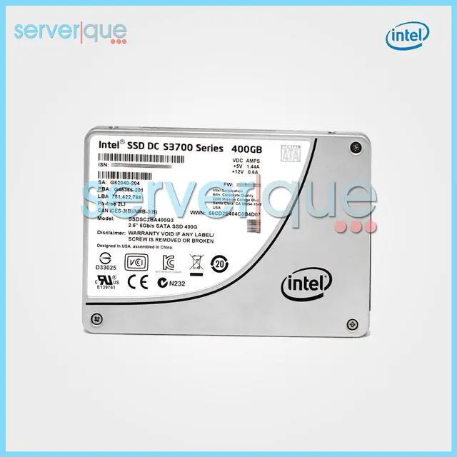 Alt view image 3 of 3 - Intel SSDSC2BA400G3 DC S3700 Series 400GB MLC SATA 6Gbps 2.5" Internal SSD