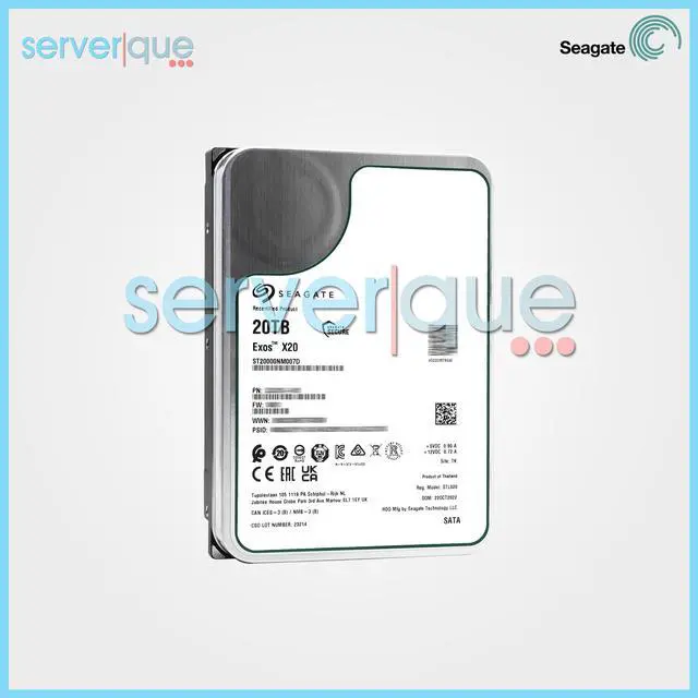 Main image of Seagate ST20000NM007D Exos X20 20TB 6Gbps 7.2K SATA 3.5" 4Kn Internal Hard Drive