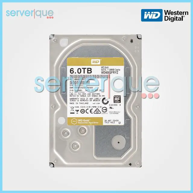 Main image of Western Digital Gold WD6002FRYZ 6TB SATA 6Gbps 7200RPM 128MB 3.5" Internal HDD
