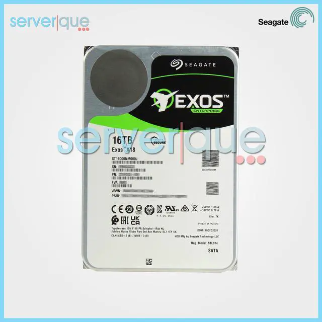 Main image of Seagate ST16000NM000J Exos X18 16TB 6Gbps 7.2K 256MB SATA 3.5" Internal HDD