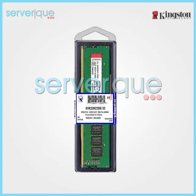 Alt view image 18 of 20 - Kingston ValueRAM 32GB DDR4 3200MHz Non-ECC CL22 2Rx8 DIMM Memory Module KVR32N22D8/32
