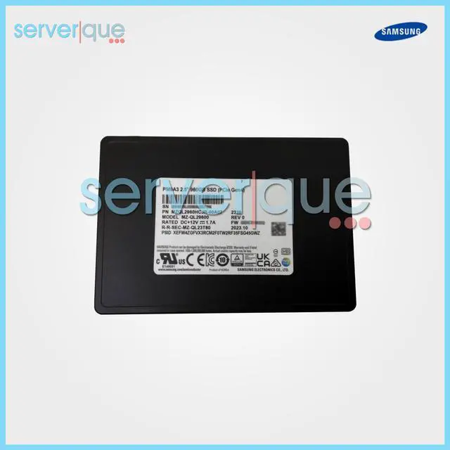Alt view image 2 of 4 - Samsung MZQL2960HCJR-00A07 PM9A3 960GB NVMe PCIe4x4 2.5" 7mm SED SSD