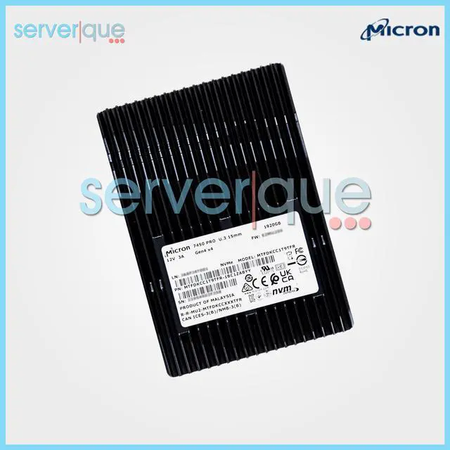 Main image of MTFDKCC1T9TFR Micron 7450 PRO 1.92TB U.3 PCIe 4.0 NVMe 2.5" TLC Internal SSD