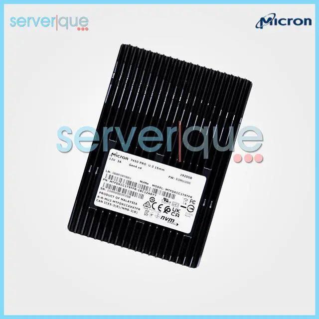 Alt view image 2 of 3 - MTFDKCC1T9TFR Micron 7450 PRO 1.92TB U.3 PCIe 4.0 NVMe 2.5" TLC Internal SSD