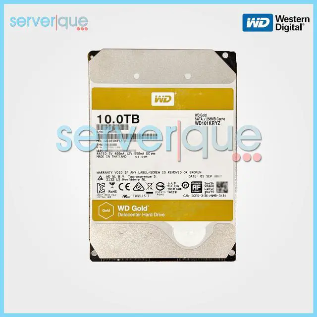 Main image of Western Digital Gold WD101KRYZ 10TB 3.5" SATA 6Gbps 7200RPM 256MB Internal HDD