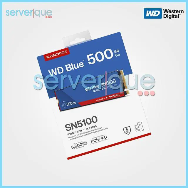 Alt view image 2 of 3 - SanDisk WD Blue WDS500G5B0E SN5100 500GB NVMe M.2 2280 PCIe Gen 4.0 Internal SSD