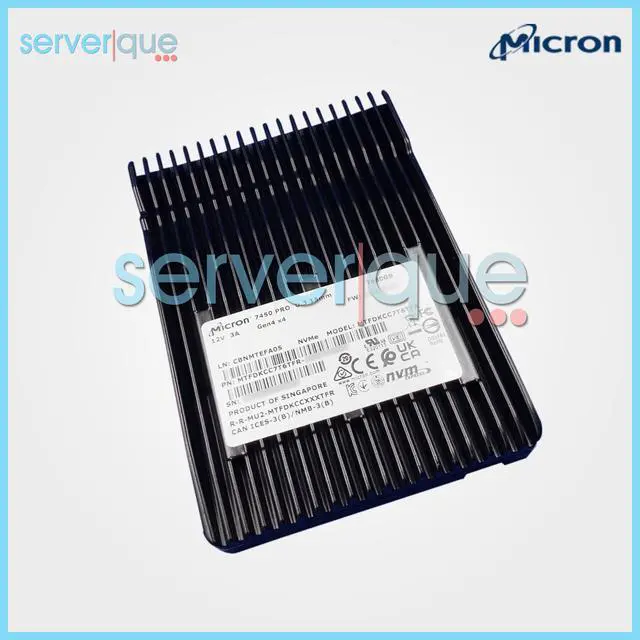 Alt view image 2 of 3 - Micron MTFDKCC7T6TFR 7450 PRO 7.68TB U.3 PCIe 4.0 NVMe 2.5" TLC Internal SSD