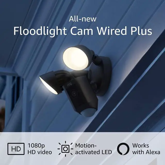 Alt view image 15 of 20 - RING Floodlight Cam Wired Plus Motion-Activated 1080p HD Black