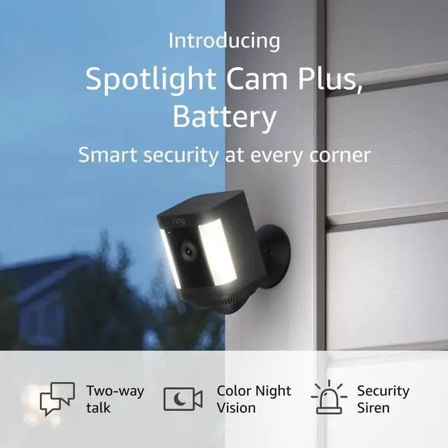 Alt view image 6 of 11 - Ring Spotlight Cam Plus Outdoor/Indoor Wireless Surveillance Camera - Black