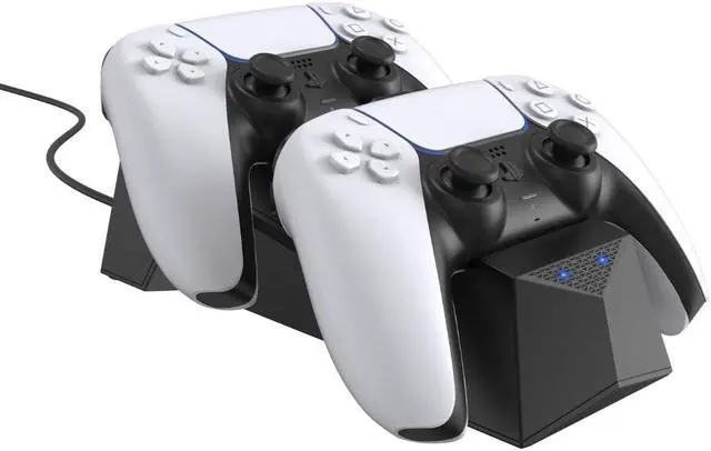 Alt view image 4 of 7 - Sony PlayStation 5 DualSense Wireless Controller with Dual Charging Dock Station Bundle - White