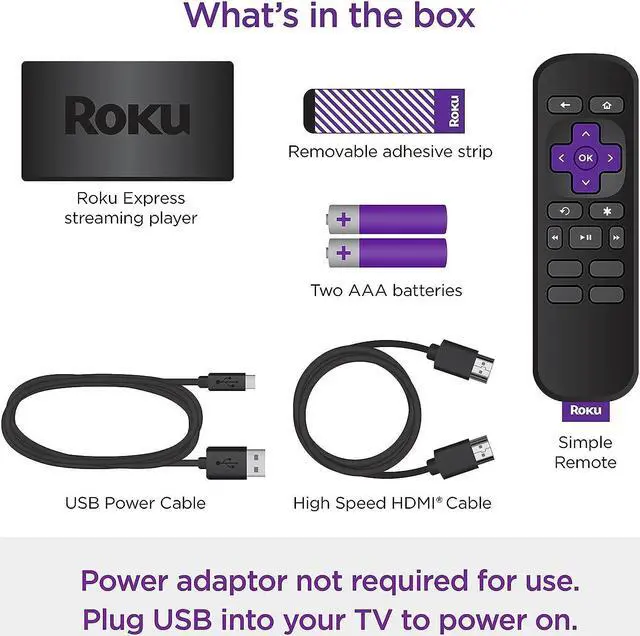 Alt view image 5 of 7 - Roku Express Streaming Media Player with Standard Remote (no TV controls)