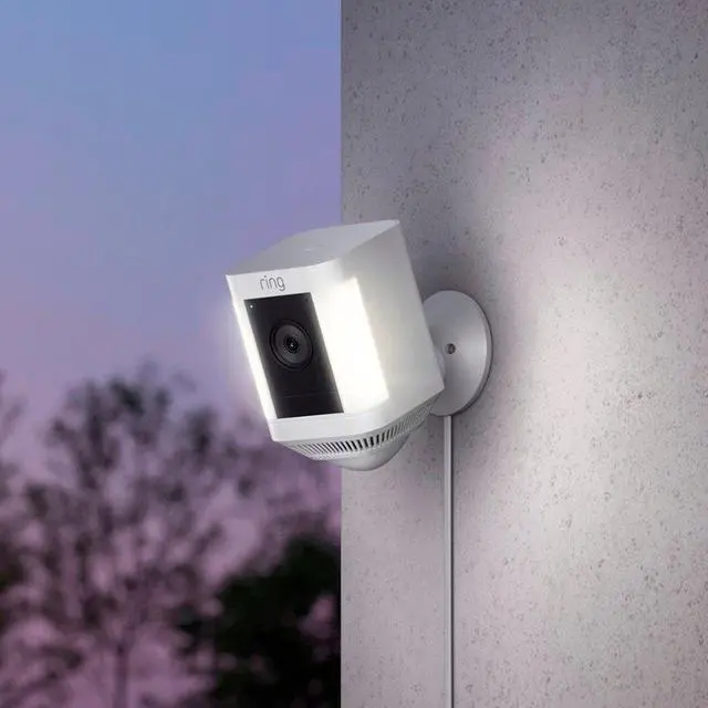 Alt view image 3 of 5 - Ring Spotlight Cam Plus Outdoor/Indoor 1080p Wired Security Camera - White  B09J1TB7TB