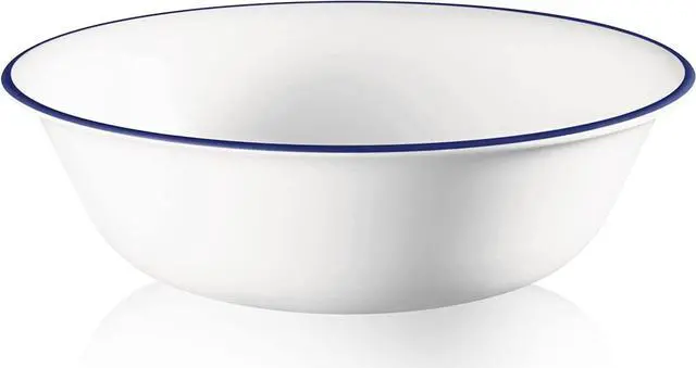 Main image of Corelle Vitrelle 4 Pack 18 oz Soup/Cereal Bowls, Chip & Crack Resistant Glass Dinnerware Set Bowls, Cobalt Circles