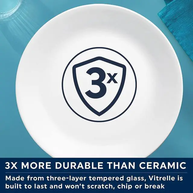 Alt view image 3 of 4 - Corelle Vitrelle 4 Pack 18 oz Soup/Cereal Bowls, Chip & Crack Resistant Glass Dinnerware Set Bowls, Cobalt Circles
