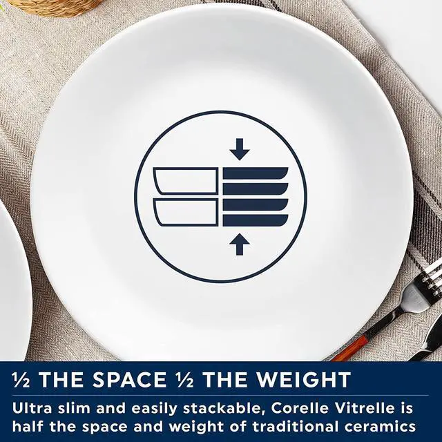 Alt view image 4 of 4 - Corelle Vitrelle 4 Pack 18 oz Soup/Cereal Bowls, Chip & Crack Resistant Glass Dinnerware Set Bowls, Cobalt Circles