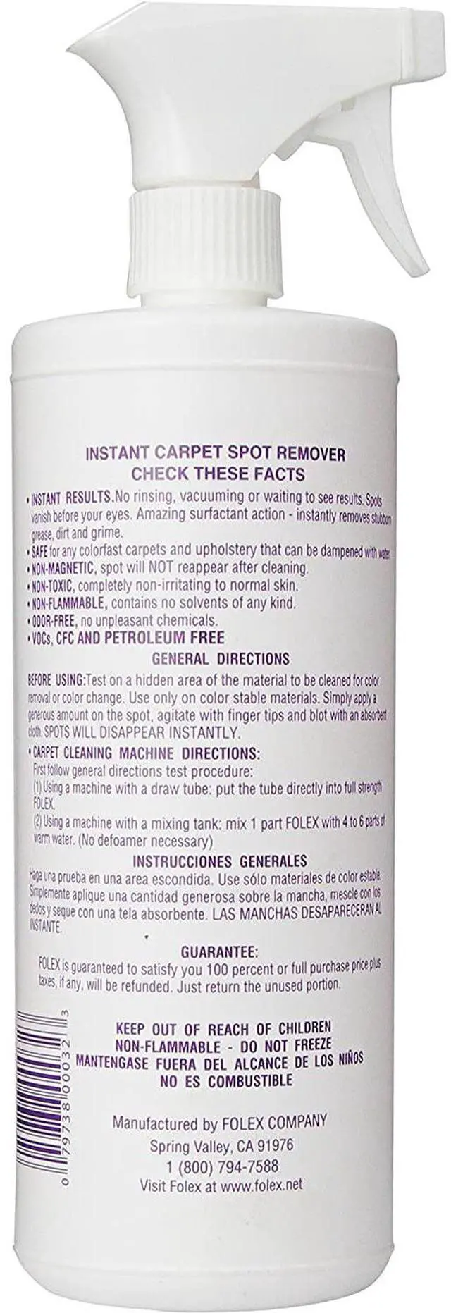 Alt view image 2 of 2 - Folex Instant Carpet Spot Remover 32 oz with 128 oz Refill Gallon - Removes Pet Accidents, Grease, Red Wine and More
