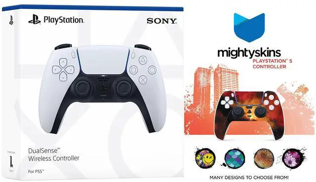 Main image of Sony PlayStation 5 DualSense Wireless Controller with MightySkins Custom Decal Skin Voucher - Glacier White