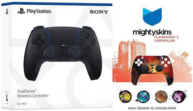 Main image of Sony PlayStation 5 DualSense Wireless Controller with MightySkins Custom Decal Skin Voucher - Midnight Black