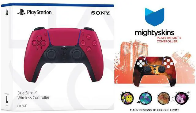 Main image of Sony PlayStation 5 DualSense Wireless Controller with MightySkins Custom Decal Skin Voucher - Cosmic Red