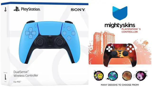 Main image of Sony PlayStation 5 DualSense Wireless Controller with MightySkins Custom Decal Skin Voucher - Starlight Blue