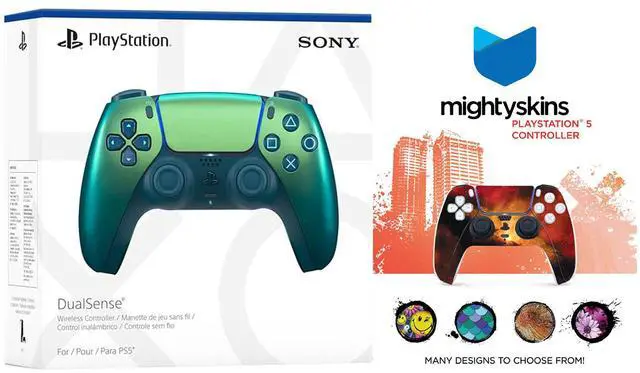 Main image of Sony PlayStation 5 DualSense Wireless Controller with MightySkins Custom Decal Skin Voucher - Chroma Teal