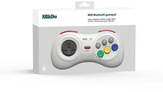 Alt view image 5 of 5 - 8Bitdo M30 Bluetooth Wireless Gamepad Controller for Sega Genesis Mini and Mega Drive Mini and Nintendo Switch - White